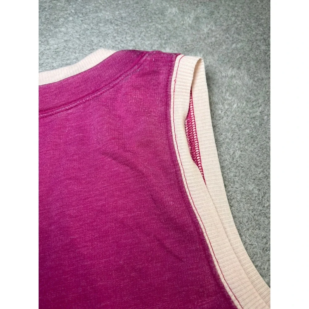 Free People Intimately Pink Varsity‎ V-Neck Bodysuit Sleeveless XS Small Preppy